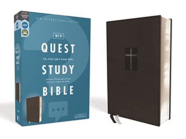 Niv, Quest Study Bible, Leathersoft, Black, Comfort Print: The Only Q And A Study Bible-..