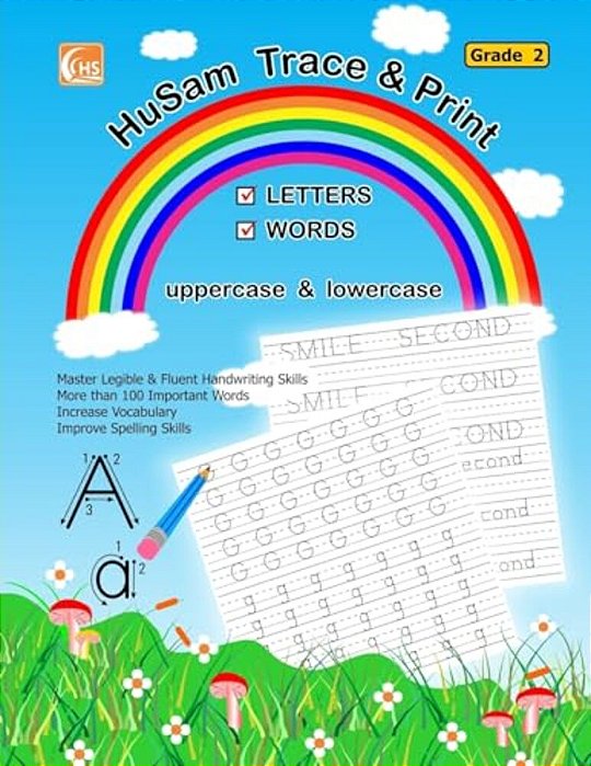Husam Trace And Print: Letters, Words (Uppercase And Lowercase) (Grade 2) (Handwriting Tracing Printing Alphabet Practice Workbook)-..