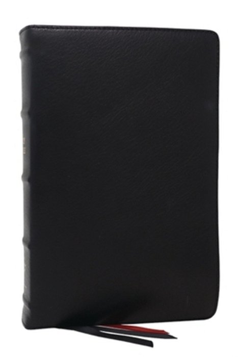 Nkjv Bible: Single-Column Verse-By-verse W/72,000 Cross-References, Black Goatskin Leather, Premier Collection, Comfort Print: New King James Version-..