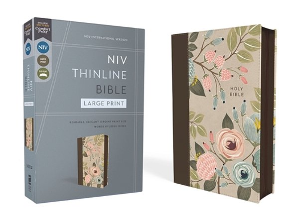 Niv, Thinline Bible, Large Print, Leathersoft, Floral, Zippered, Red Letter, Comfort Print-..