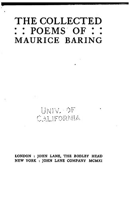 The Collected Poems Of Maurice Baring-..