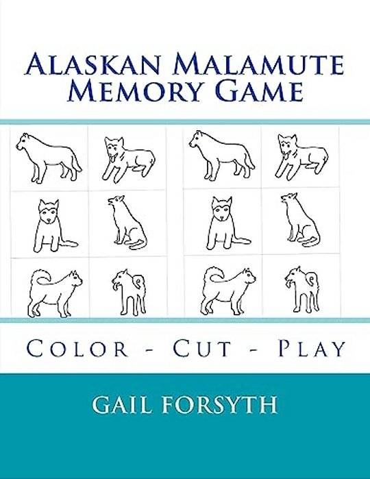 Alaskan Malamute Memory Game: Color - Cut - Play-..