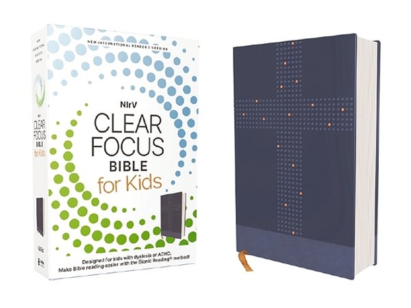 Nirv, Clear Focus Bible For Kids (Help Kids With Adhd Or Dyslexia Read With Confidence), Leathersoft, Blue-..