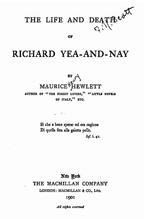 The Life And Death Of Richard Yea-And-nay-..