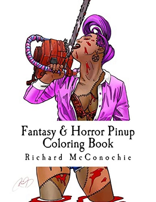 Fantasy & Horror Pinup Coloring Book: A Fantasy And Horror Themed Pinup Coloring Book For Adults. -..