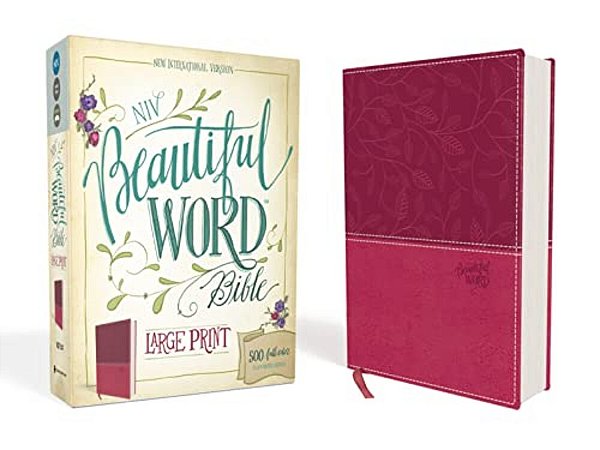 Niv, Beautiful Word Bible, Large Print, Imitation Leather, Pink: 500 Full-Color Illustrated Verses-..
