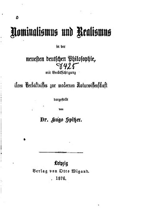 Nominalismus Und Realismus In Der Neuesten Deutschen Philosophie-..