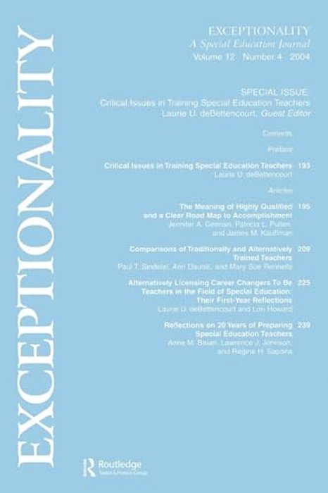 Critical Issues In Training Special Education Teachers: A Special Issue Of Exceptionality-..