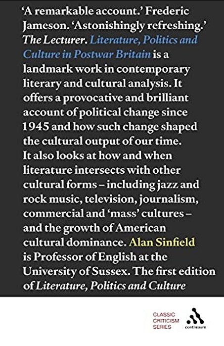 Literature, Politics And Culture In Postwar Britain-..