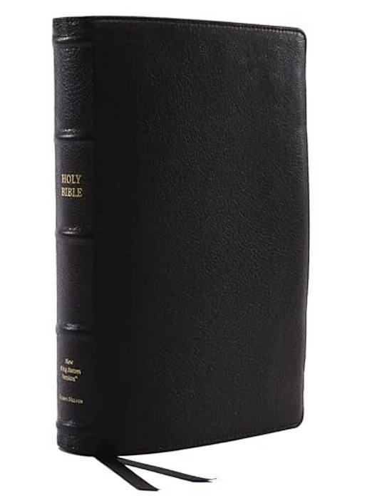 Nkjv, Reference Bible, Classic Verse-By-verse, Center-Column, Premium Goatskin Leather, Black, Premier Collection, Red Letter Edition, Comfort Print-..