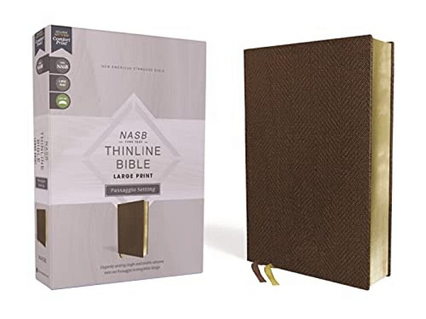 Nasb, Thinline Bible, Large Print, Passaggio Setting, Leathersoft, Brown, Red Letter, 1995 Text, Comfort Print: Elegantly Uniting Single And Double Co-..