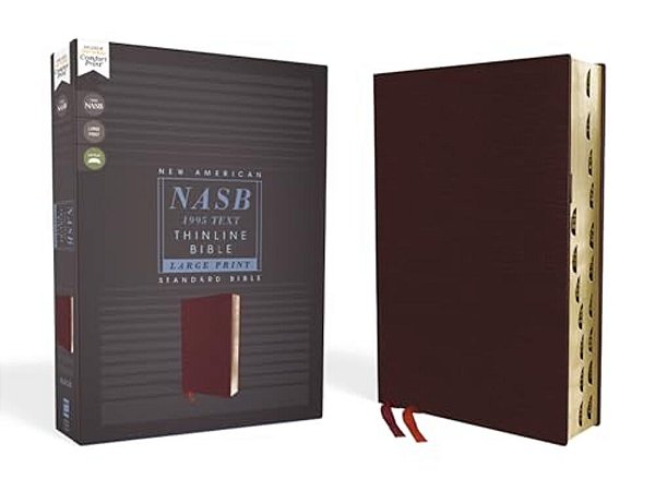 Nasb, Thinline Bible, Large Print, Bonded Leather, Burgundy, Red Letter Edition, 1995 Text, Thumb Indexed, Comfort Print-..