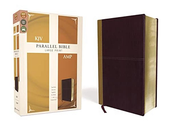 Kjv, Amplified, Parallel Bible, Large Print, Leathersoft, Tan/Burgundy, Red Letter Edition: Two Bible Versions Together For Study And Comparison-..