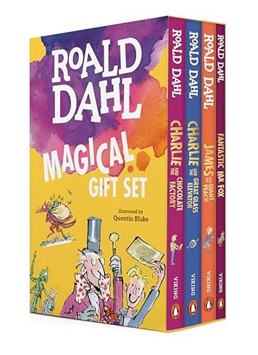 Roald Dahl Magical Gift Boxed Set (4 Books): Charlie And The Chocolate Factory, James And The Giant Peach, Fantastic Mr. Fox, Charlie And The Great Gl-..