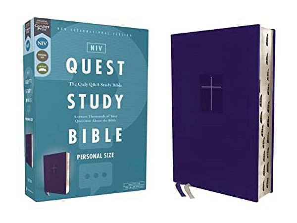 Niv, Quest Study Bible, Personal Size, Leathersoft, Blue, Thumb Indexed, Comfort Print: The Only Q And A Study Bible-..