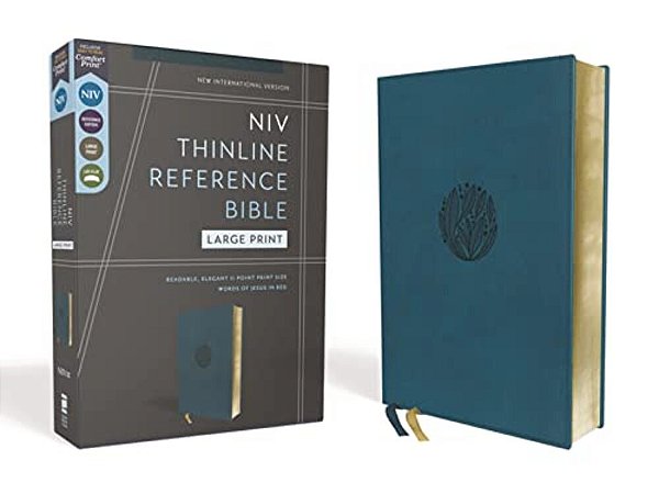 Niv, Thinline Reference Bible (Deep Study At A Portable Size), Large Print, Leathersoft, Teal, Red Letter, Comfort Print-..