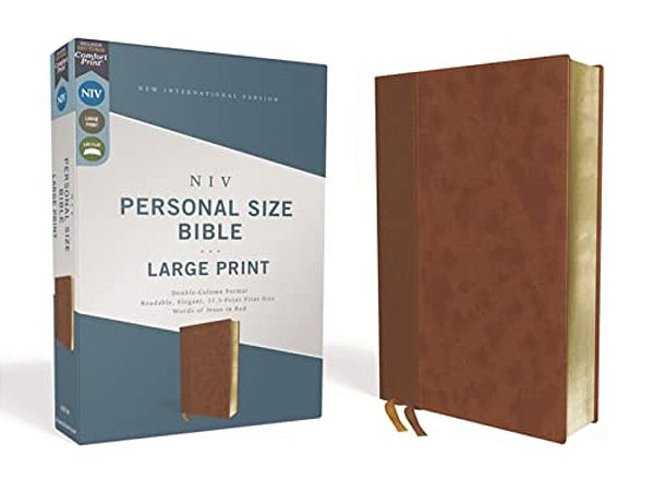 Niv, Personal Size Bible, Large Print, Leathersoft, Brown, Red Letter Edition, Comfort Print-..