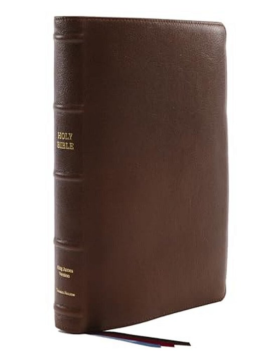 Kjv, Reference Bible, Center-Column Giant Print, Premium Goatskin Leather, Brown, Premier Collection, Comfort Print-..