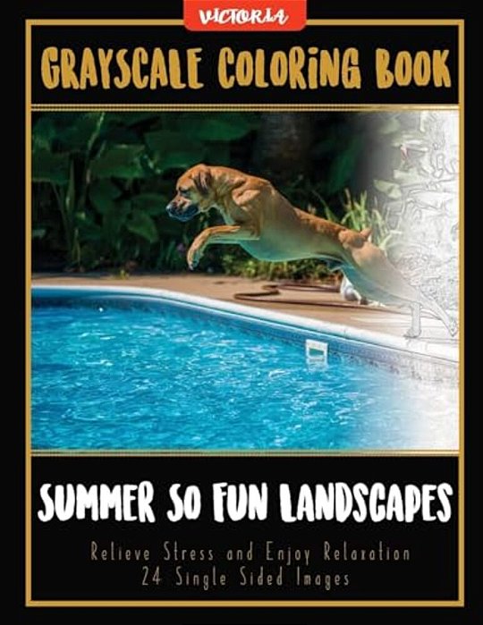 Summer So Fun Landscapes: Grayscale Coloring Book Relieve Stress And Enjoy Relaxation 24 Single Sided Images-..