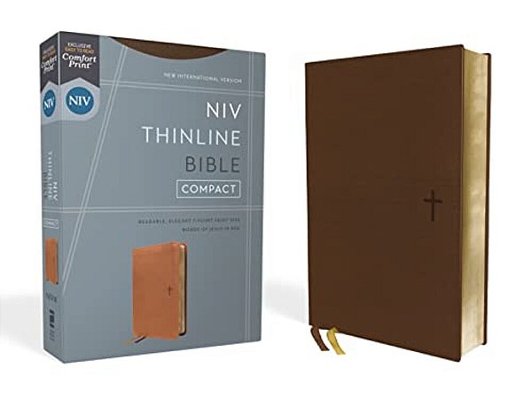 Niv, Thinline Bible, Compact, Leathersoft, Brown, Red Letter, Comfort Print-..