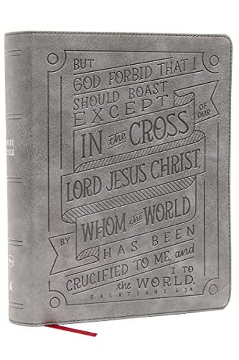 Nkjv, Journal Reference Edition Bible, Verse Art Cover Collection, Leathersoft, Gray, Red Letter, Comfort Print: Let Scripture Explain Scripture. Refl-..