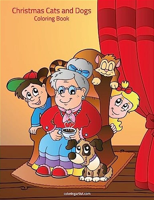 Christmas Cats And Dogs Coloring Book 1-..