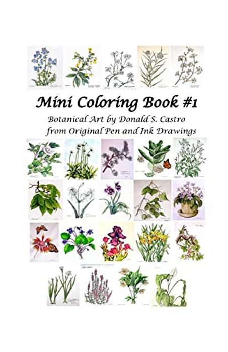 Mini Botanical Art Coloring Book: Pen & Ink Drawings-..