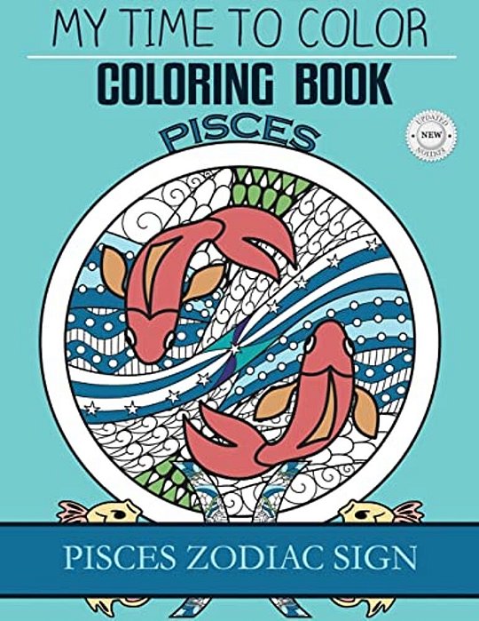 Pisces Zodiac Sign - Adult Coloring Book-..