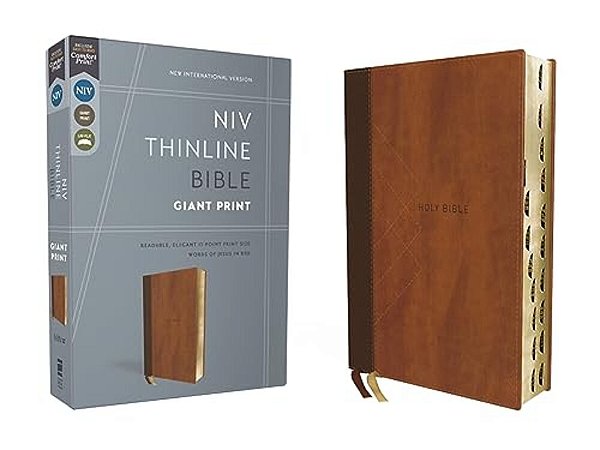 Niv, Thinline Bible, Giant Print, Leathersoft, Brown, Red Letter, Thumb Indexed, Comfort Print-..