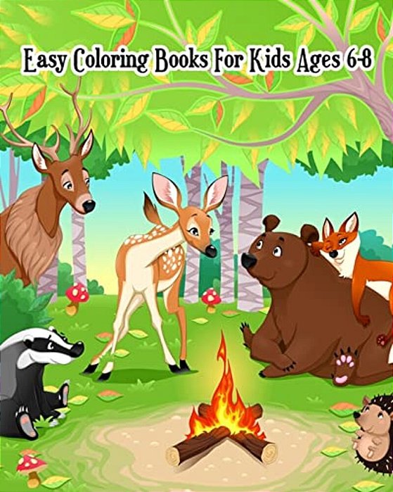 Easy Coloring Books For Kids Ages 6-8: Coloring & Activities (Mazes, Counting, Find Two Same Pictures, Find The Differences Games & Dot To Dot For Kid-..
