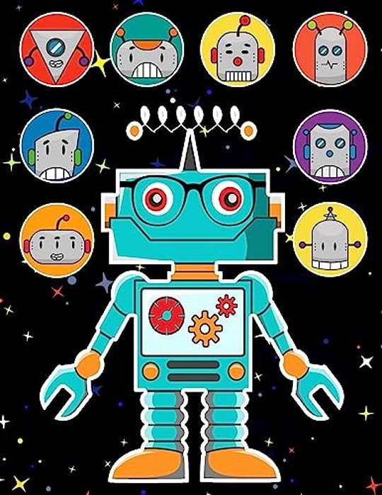 Robots Sticker Album 2 For Boys: 100 Plus Pages For Permanent Sticker Collection, Activity Book For Boys - 8.5 By 11-..