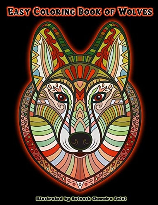 Easy Coloring Book Of Wolves-..