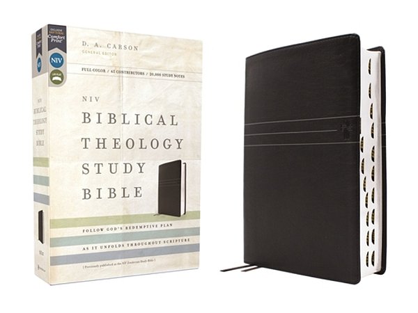 Niv, Biblical Theology Study Bible (Trace The Themes Of Scripture), Leathersoft, Black, Thumb Indexed, Comfort Print: Follow God's Redemptive Plan As-..