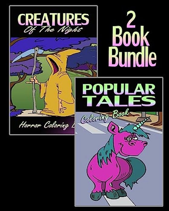 Creatures Of The Night & Popular Tales - Coloring Book (2 Book Bundle)-..