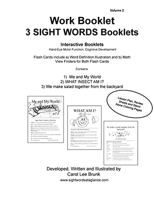 Work Booklet 3 Sight Word Booklets Me And My World, What Insect Am I? And We Make Salad Together From The Backyard: Me And My World, What Insect Am I?-..