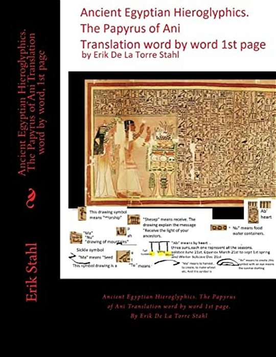 Ancient Egyptian Hieroglyphics. The Papyrus Of Ani Translation Word By Word, 1ST Page: Ancient Egyptian Hieroglyphics. The Papyrus Of Ani Translation W-..