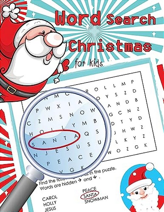 Word Search Christmas For Kids: Word Search Books For Kids Ages 6-8-..