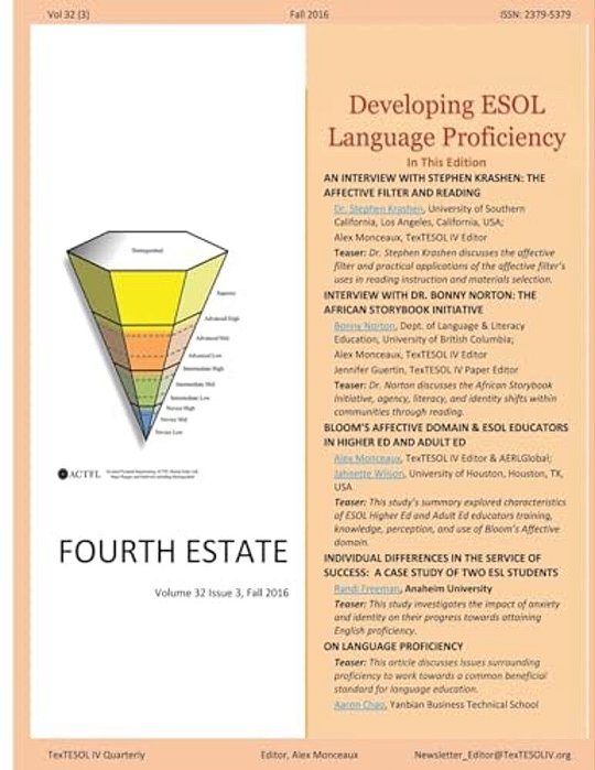 Fourth Estate, Fall 2016 Vol 32 (3): Developing Esol Language Proficiency-..