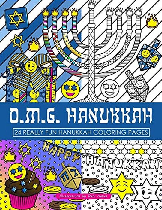 Omg Hanukkah Coloring Book: 24 Really Fun Coloring Pages-..
