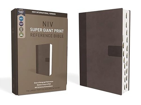 Niv, Super Giant Print Reference Bible (Font Size: 16.5-Point), Leathersoft, Gray, Red Letter, Thumb Indexed, Comfort Print-..