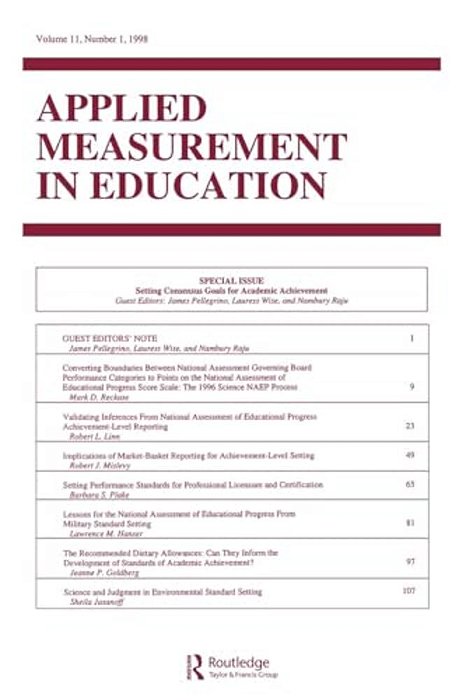 Setting Consensus Goals For Academic Achievement: A Special Issue Of Applied Measurement In Education-..