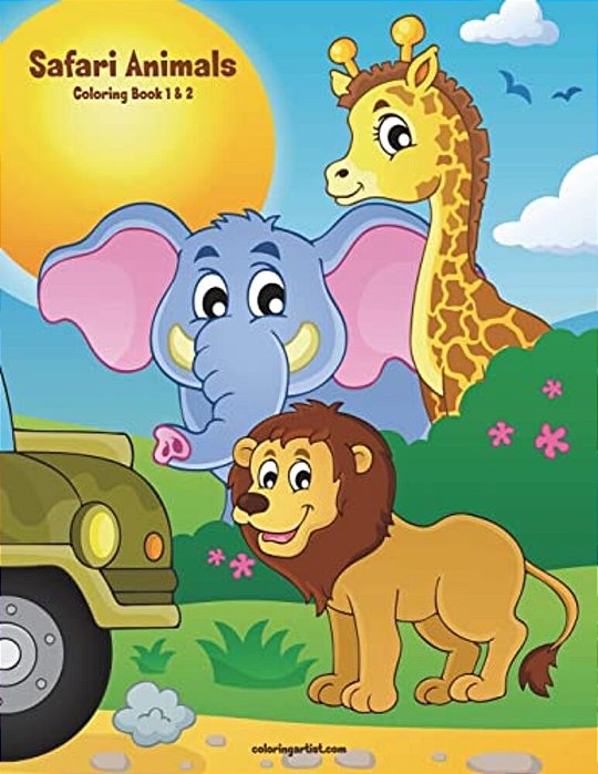 Safari Animals Coloring Book 1 & 2-..
