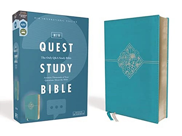 Niv, Quest Study Bible, Leathersoft, Blue, Comfort Print: The Only Q And A Study Bible-..