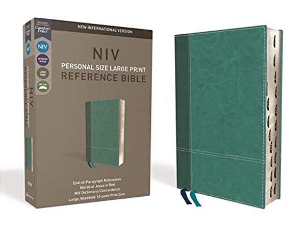 Niv, Personal Size Reference Bible, Large Print, Imitation Leather, Blue, Indexed, Red Letter Edition, Comfort Print-..