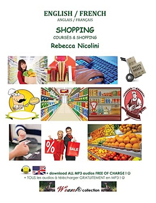 Anglais/Francais: Courses & Shopping: Version Noir & Blanc-..