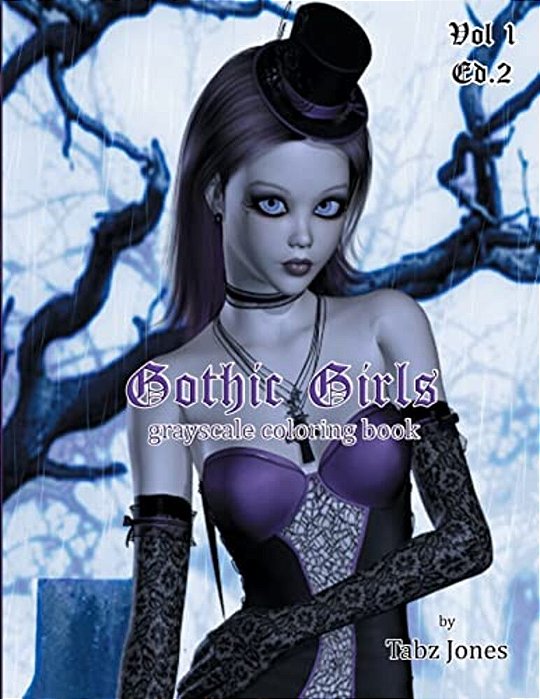 Gothic Girls Grayscale Coloring Book-..