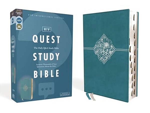 Niv, Quest Study Bible, Leathersoft, Blue, Indexed, Comfort Print: The Only Q And A Study Bible-..