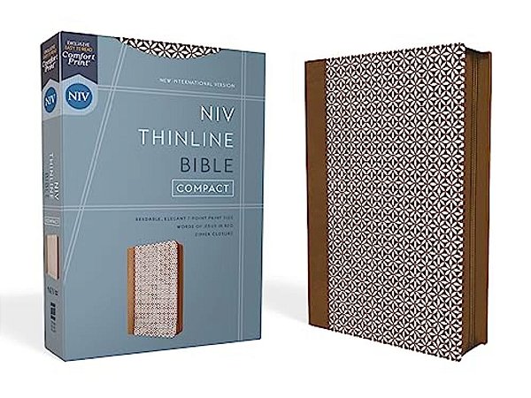 Niv, Thinline Bible, Compact, Leathersoft, Brown/White, Zippered, Red Letter, Comfort Print-..
