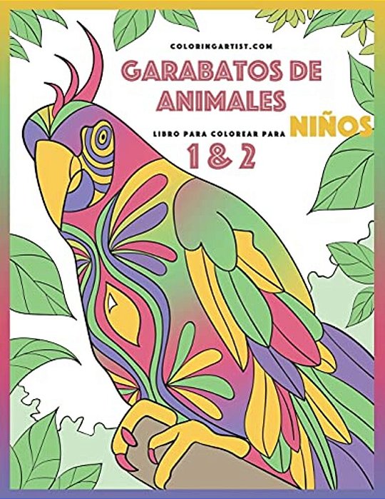 Garabatos De Animales Libro Para Colorear Para Niños 1 & 2-..