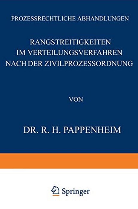 Rangstreitigkeiten Im Verteilungsverfahren Nach Der Zivilprozessordnung-..